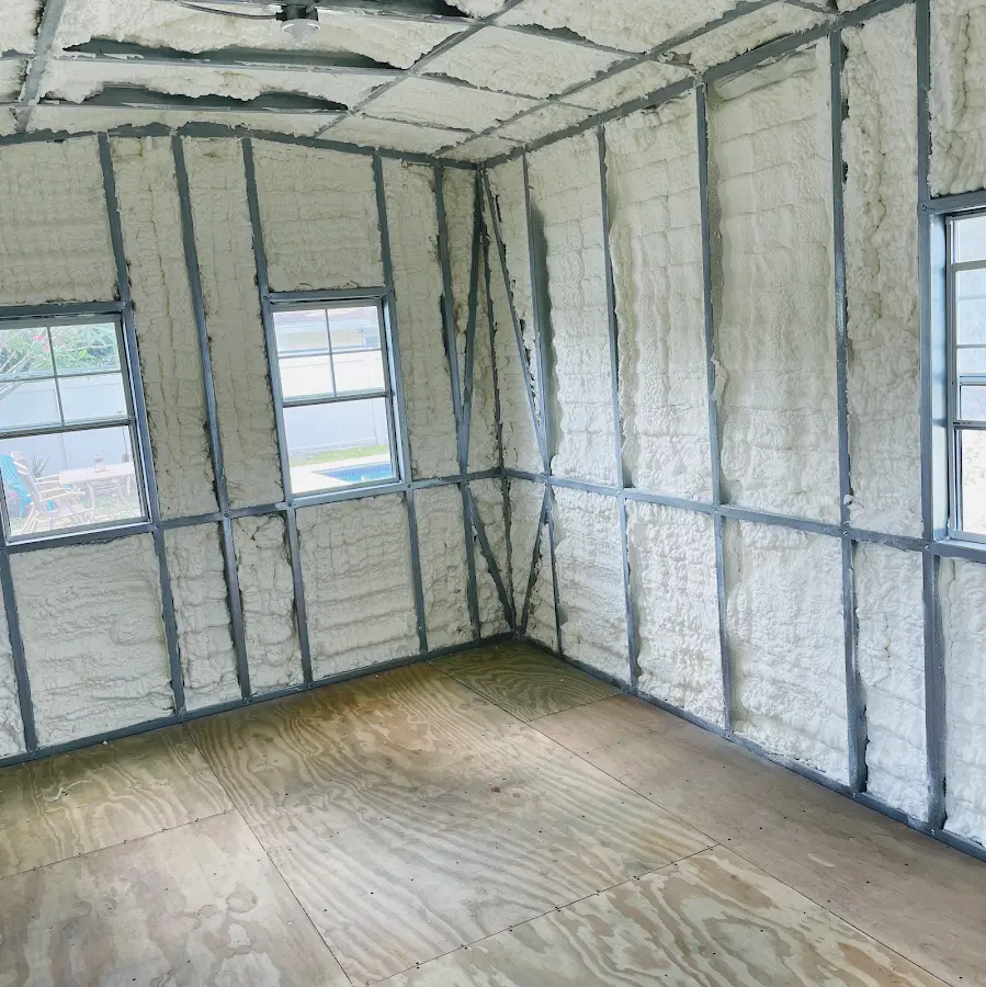 Closed-cell spray foam insulation applied to wall cavities in a residential project in Englewood Cliffs